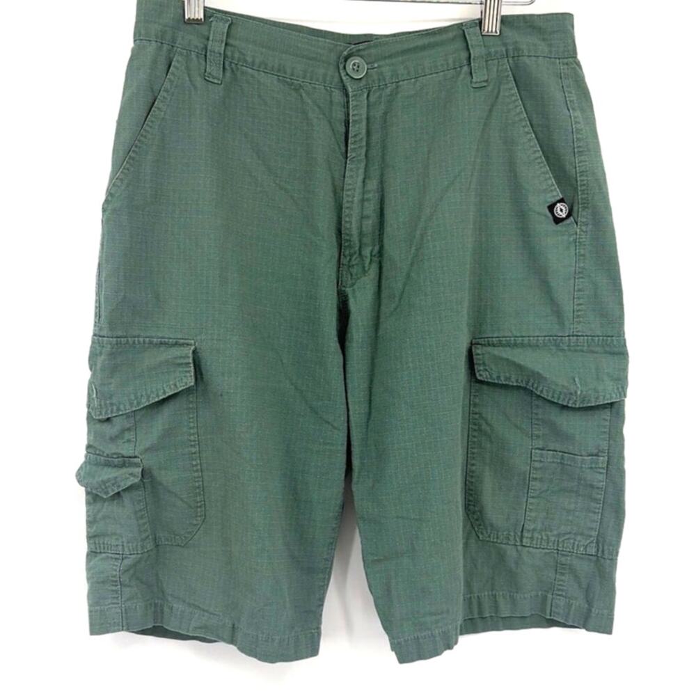 Akademiks Y2k Ripstop Cargo Mens Shorts Sz 34 Streetwear Grunge Sage Utility